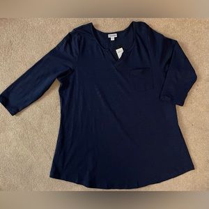 Avenue Navy Blue Woman 's Cotton Tee 14/16